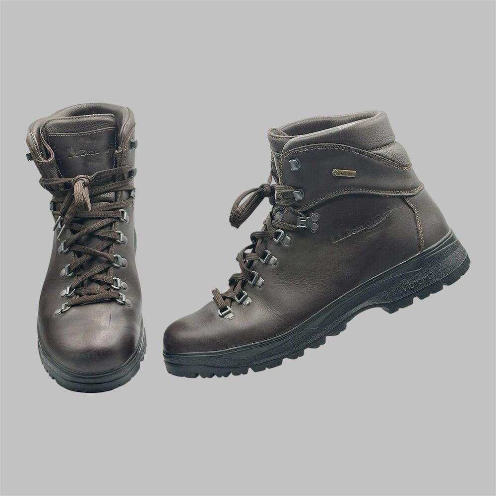 LLBean Cresta Gore Tex Leather Waterproof Hiking Boots Mens 13M Brown Vibram